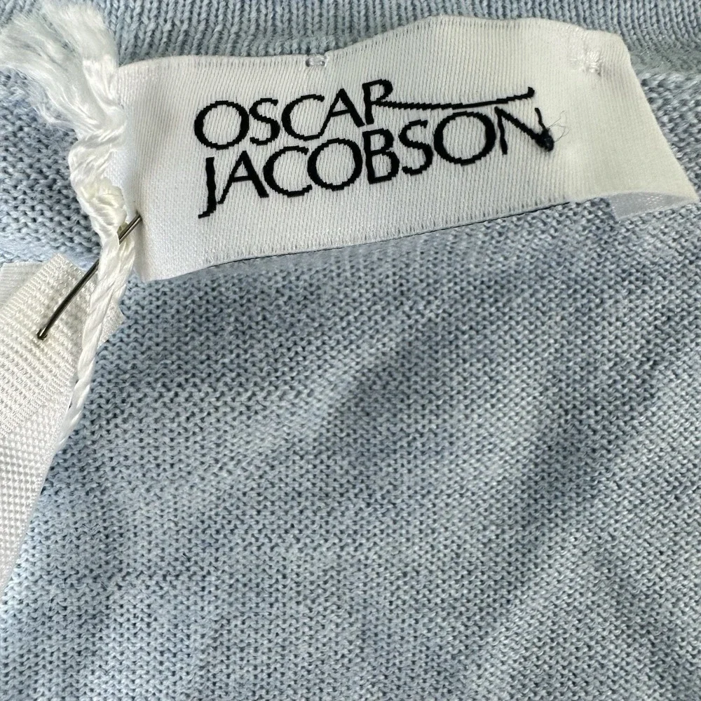 Oscar Jacobson Light Blue V Neck Merino Wool Sweater 4XL 612-6145 NWT